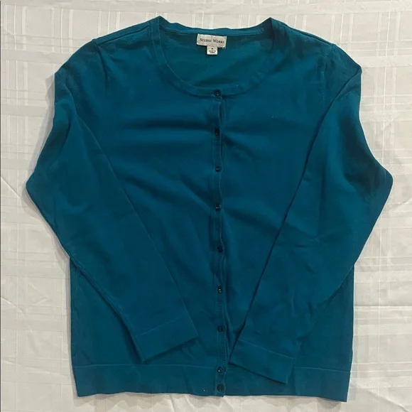 Teal Button-Up Cardigan - Picture 1 of 4